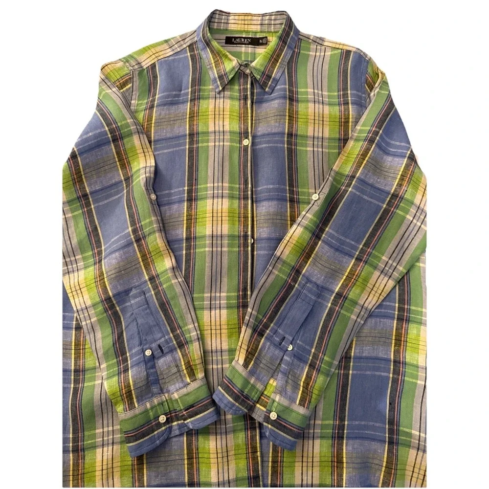 Lauren‎ Ralph Lauren XL Plaid Button Down Shirt Classic Fit Long Sleeve